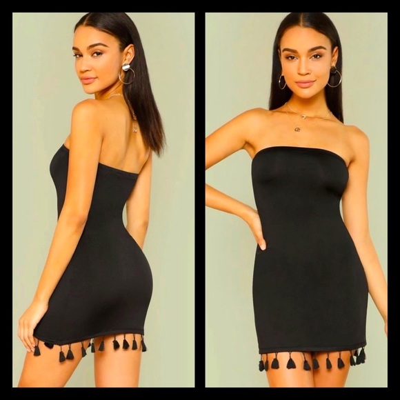 SHEIN Dresses & Skirts - TASSEL HEM BANDEAU BODYCON DRESS-SALE